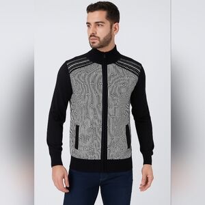 Studio Ferera Black White Vintage Cardigan, Size XL